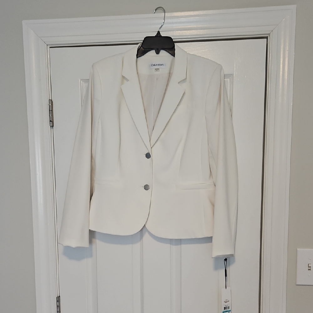 NWT Calvin Klein Off-White Women's Single-Breasted Blazer Size 16